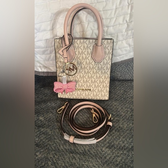 Michael Kors Handbags - Michael Kors Pink & Beige Mini Crossbody